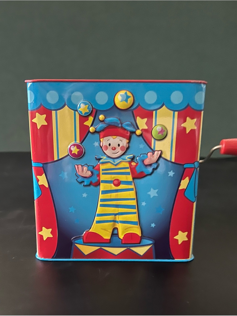 Colorful Clown Hand-Crank Music Toy - Blue, Red & Yellow